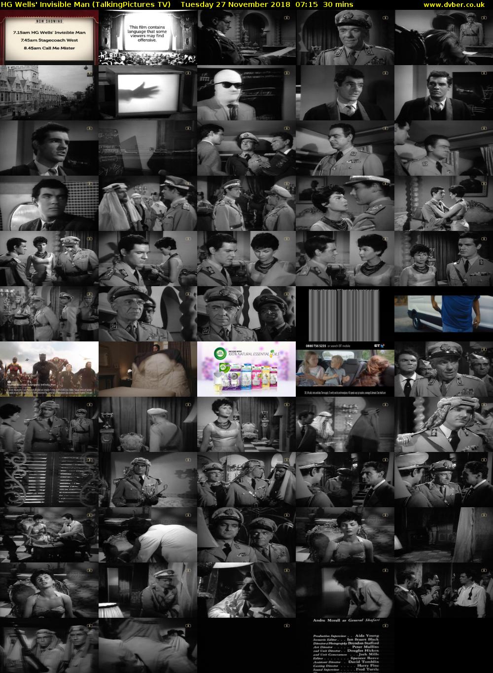 HG Wells' Invisible Man (TalkingPictures TV) Tuesday 27 November 2018 07:15 - 07:45