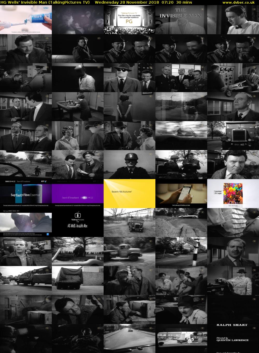 HG Wells' Invisible Man (TalkingPictures TV) Wednesday 28 November 2018 07:20 - 07:50