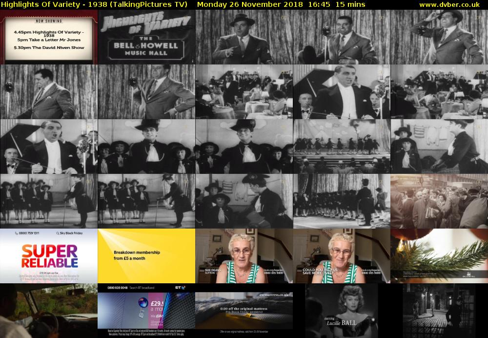 Highlights Of Variety - 1938 (TalkingPictures TV) Monday 26 November 2018 16:45 - 17:00