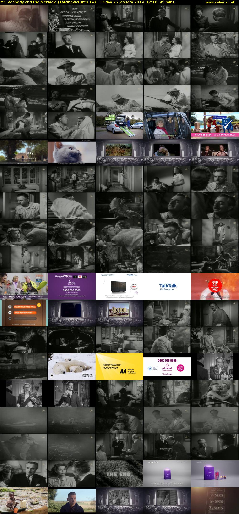 Mr. Peabody and the Mermaid (TalkingPictures TV) Friday 25 January 2019 12:10 - 13:45