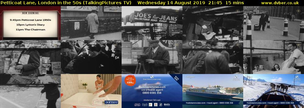 Petticoat Lane, London in the 50s (TalkingPictures TV) Wednesday 14 August 2019 21:45 - 22:00