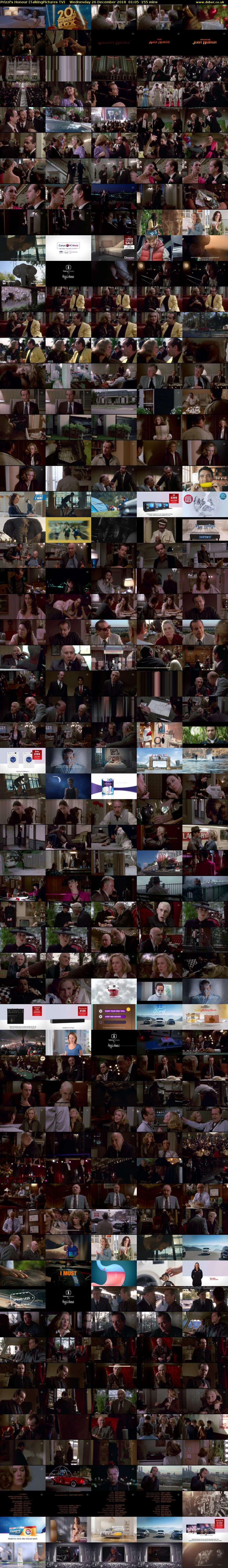 Prizzi's Honour (TalkingPictures TV) Wednesday 26 December 2018 01:05 - 03:40