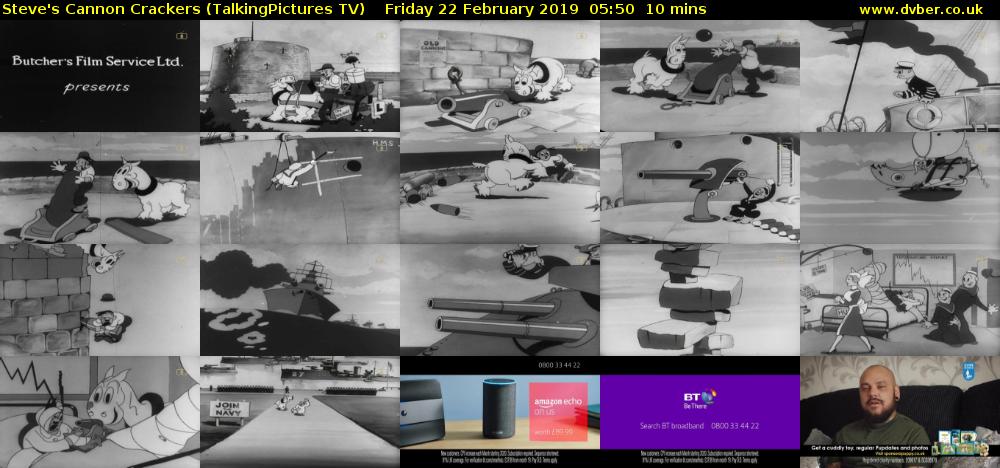 Steve's Cannon Crackers (TalkingPictures TV) Friday 22 February 2019 05:50 - 06:00