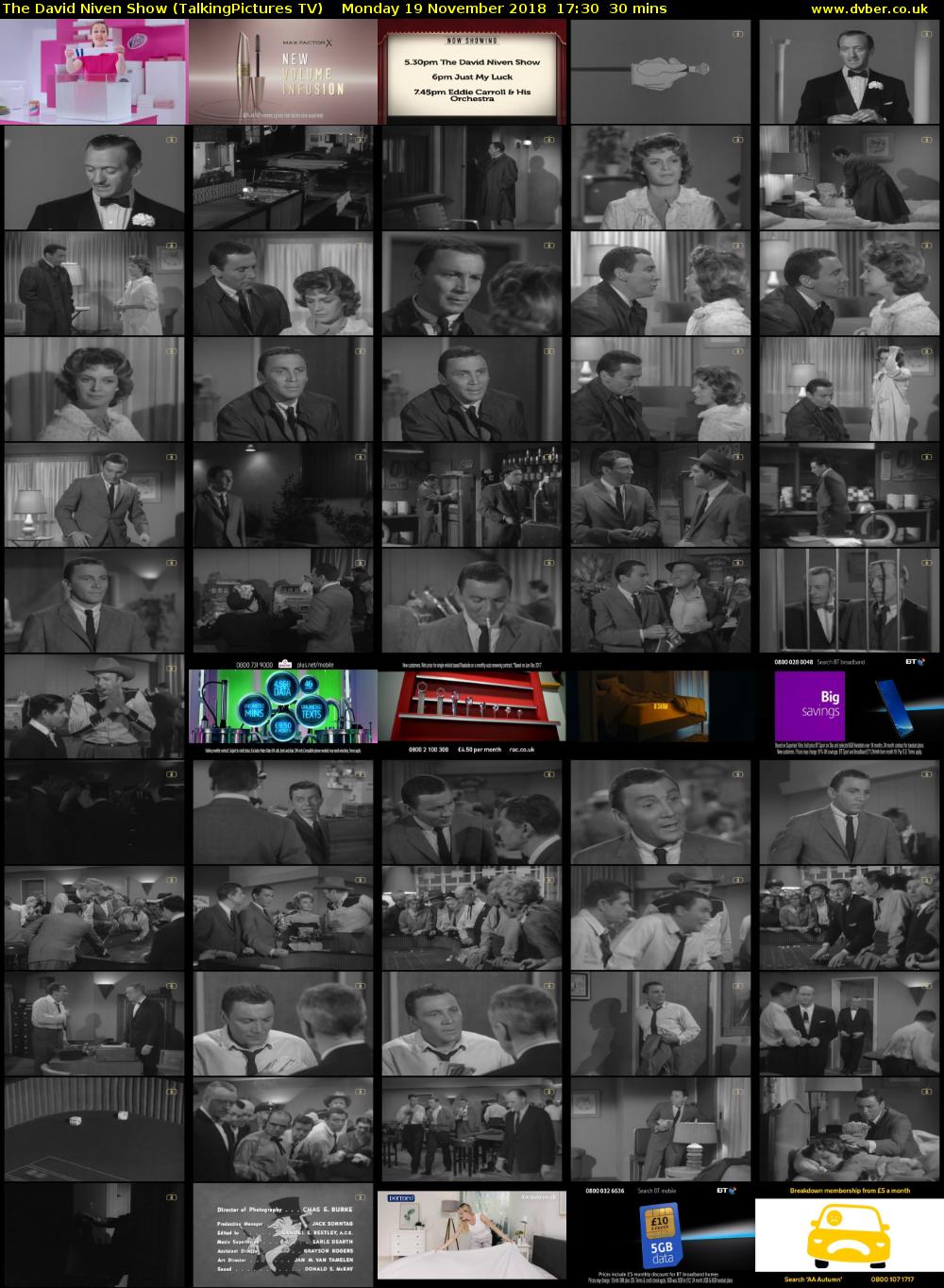 The David Niven Show (TalkingPictures TV) Monday 19 November 2018 17:30 - 18:00