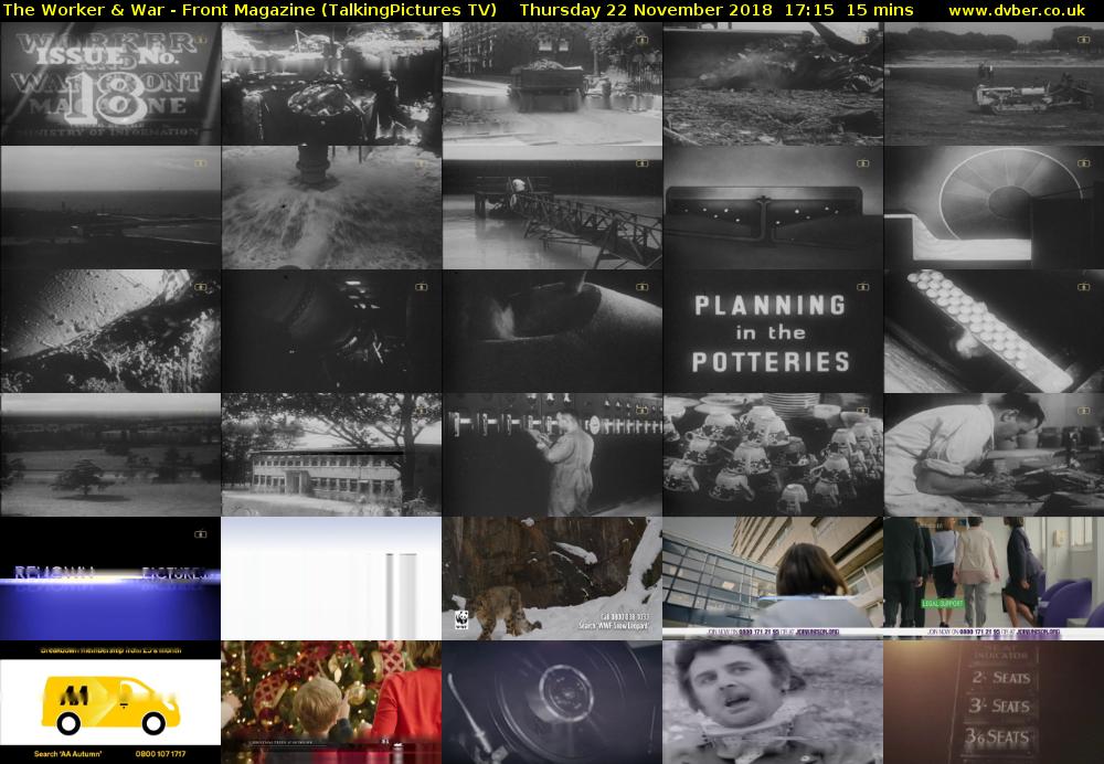 The Worker & War - Front Magazine (TalkingPictures TV) Thursday 22 November 2018 17:15 - 17:30