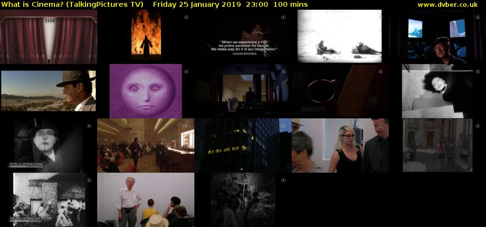What Is Cinema? (TalkingPictures TV) Friday 25 January 2019 23:00 - 00:40