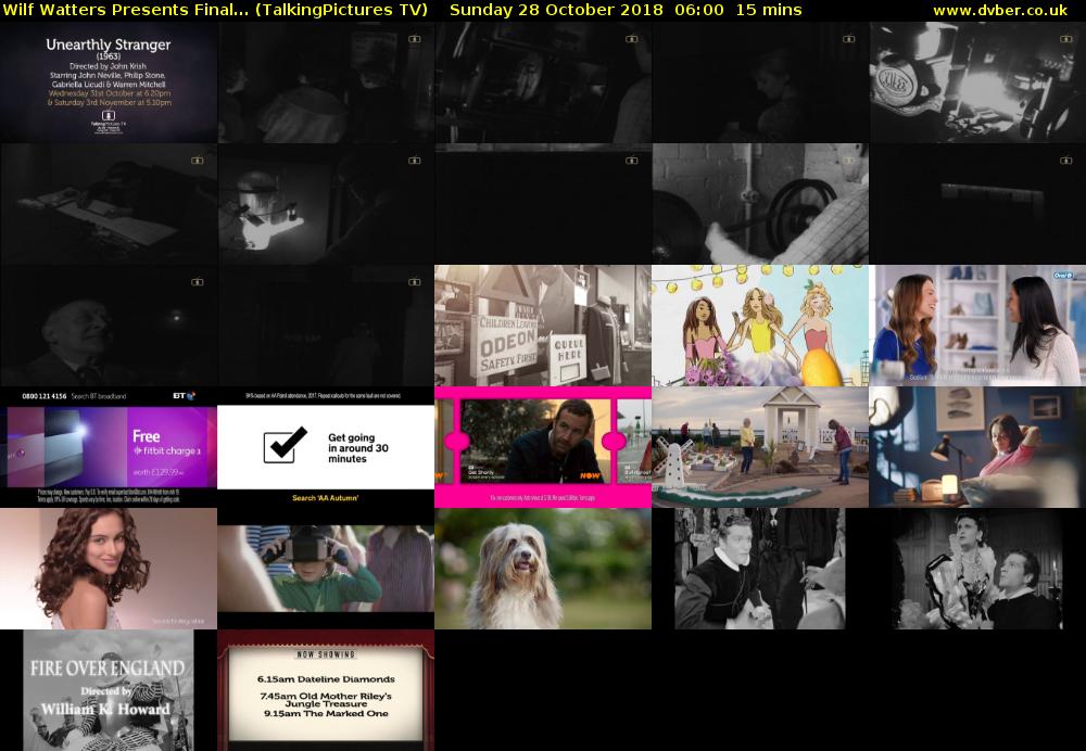 Wilf Watters Presents Final... (TalkingPictures TV) Sunday 28 October 2018 06:00 - 06:15