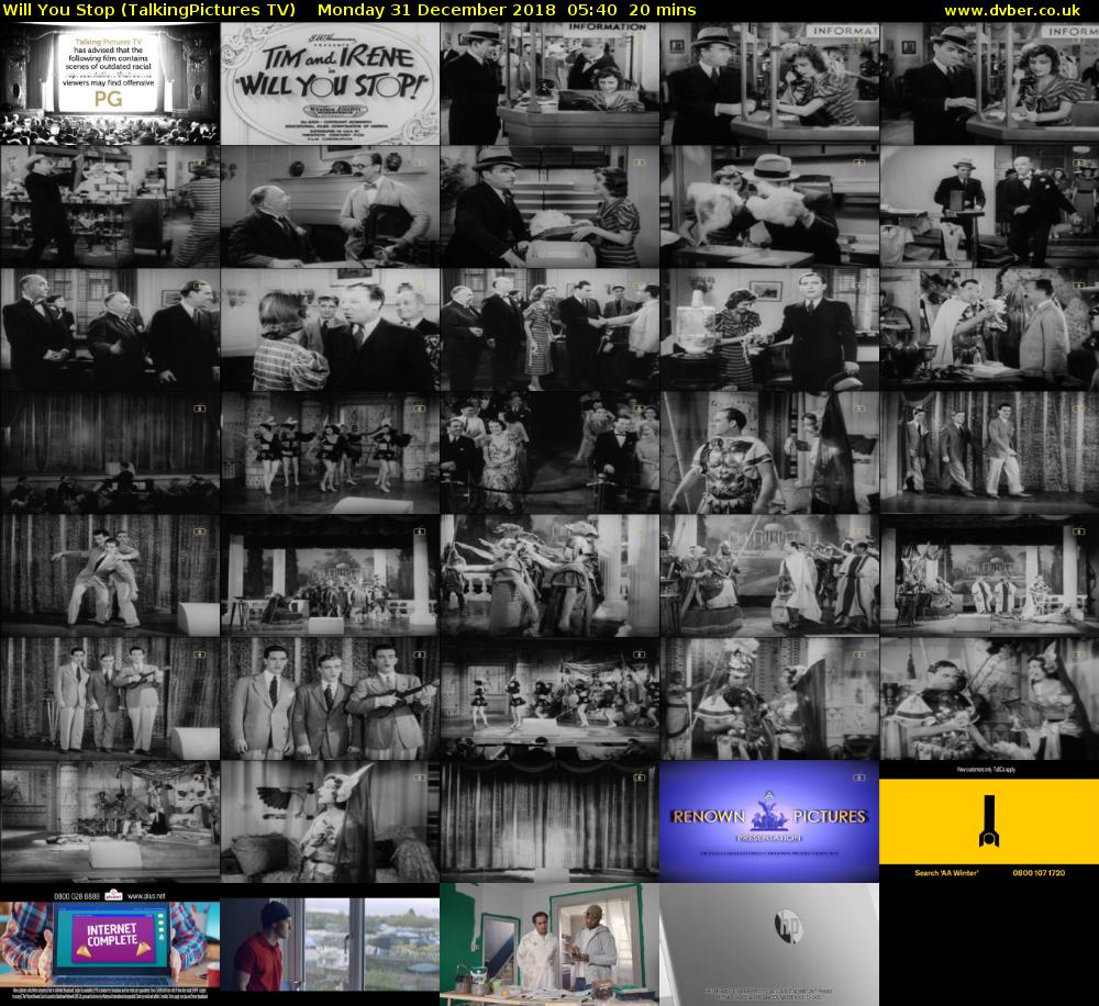 Will You Stop (TalkingPictures TV) Monday 31 December 2018 05:40 - 06:00