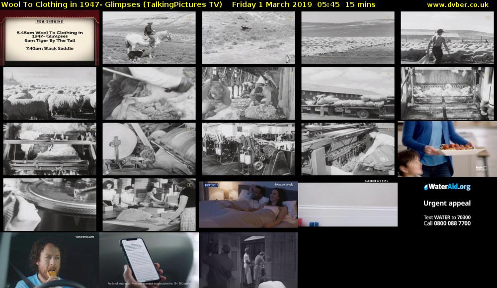 Wool To Clothing in 1947- Glimpses (TalkingPictures TV) Friday 1 March 2019 05:45 - 06:00