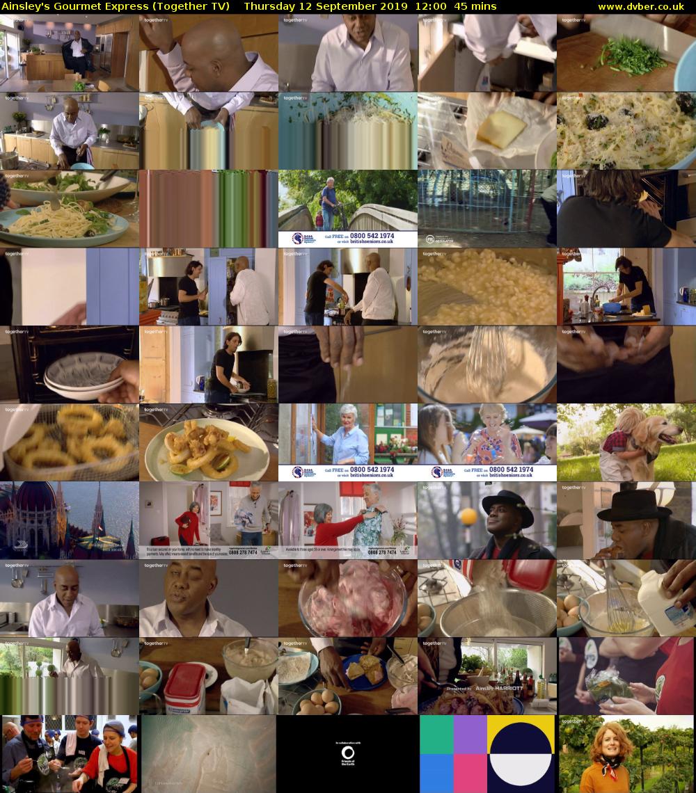 Ainsley's Gourmet Express (Together TV) Thursday 12 September 2019 12:00 - 12:45