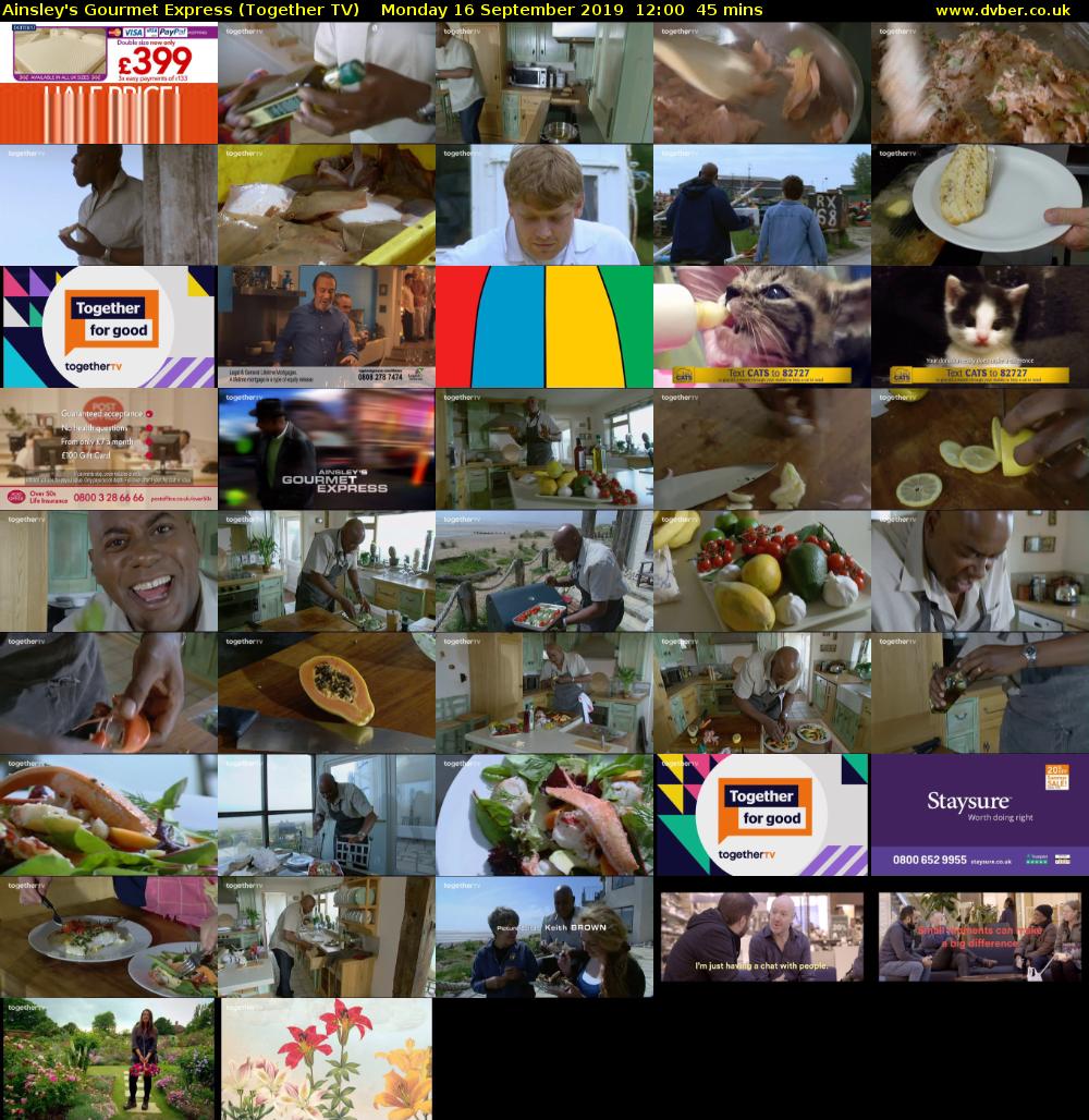 Ainsley's Gourmet Express (Together TV) Monday 16 September 2019 12:00 - 12:45