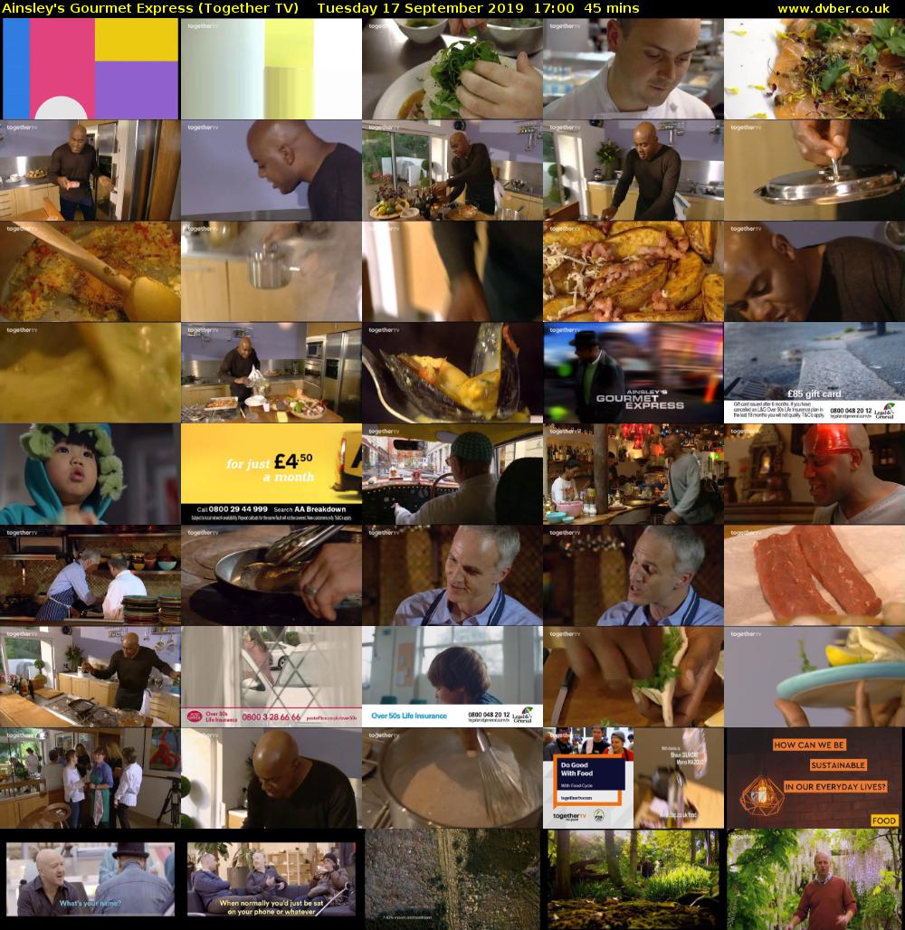 Ainsley's Gourmet Express (Together TV) Tuesday 17 September 2019 17:00 - 17:45
