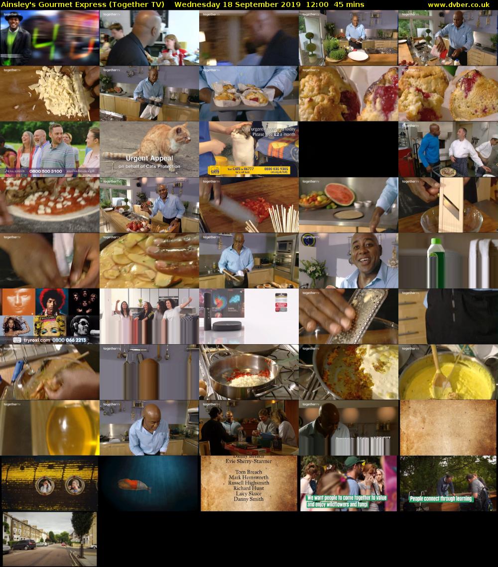 Ainsley's Gourmet Express (Together TV) Wednesday 18 September 2019 12:00 - 12:45