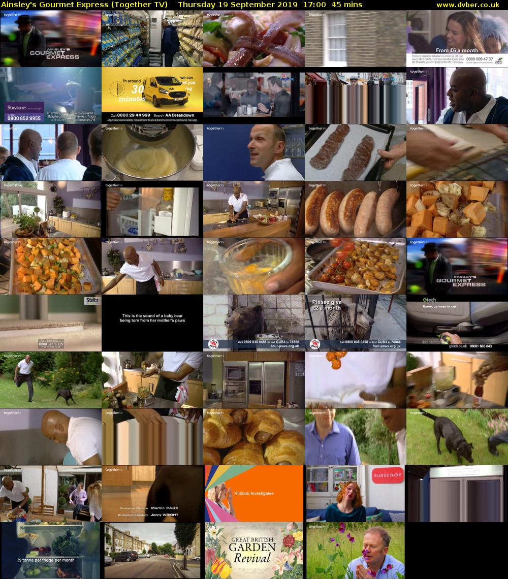Ainsley's Gourmet Express (Together TV) Thursday 19 September 2019 17:00 - 17:45