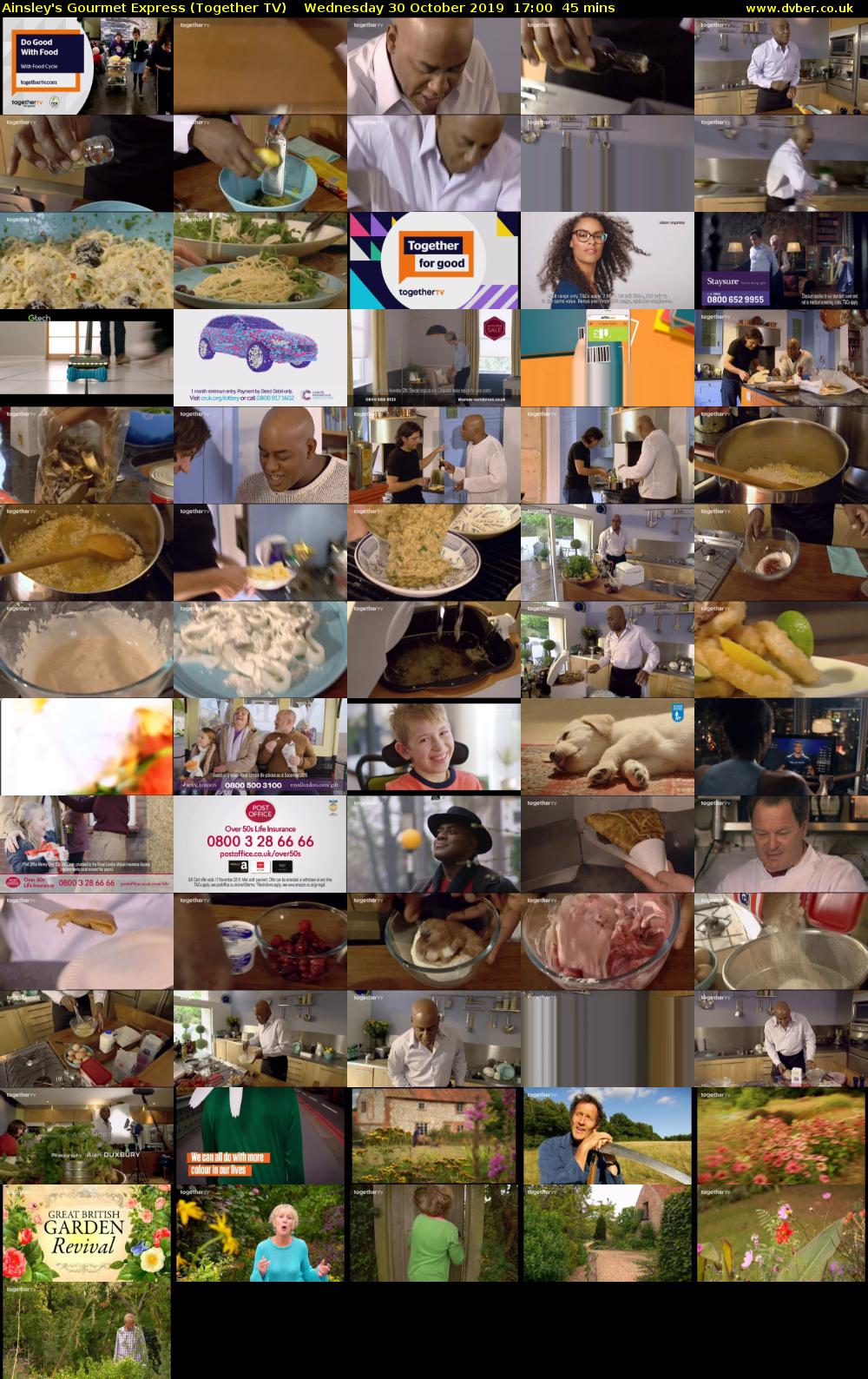 Ainsley's Gourmet Express (Together TV) Wednesday 30 October 2019 17:00 - 17:45