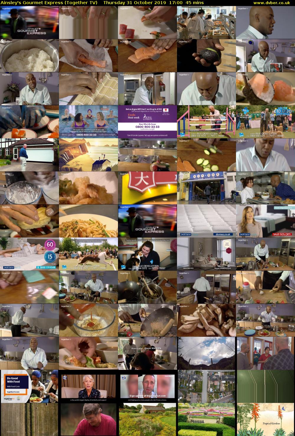 Ainsley's Gourmet Express (Together TV) Thursday 31 October 2019 17:00 - 17:45