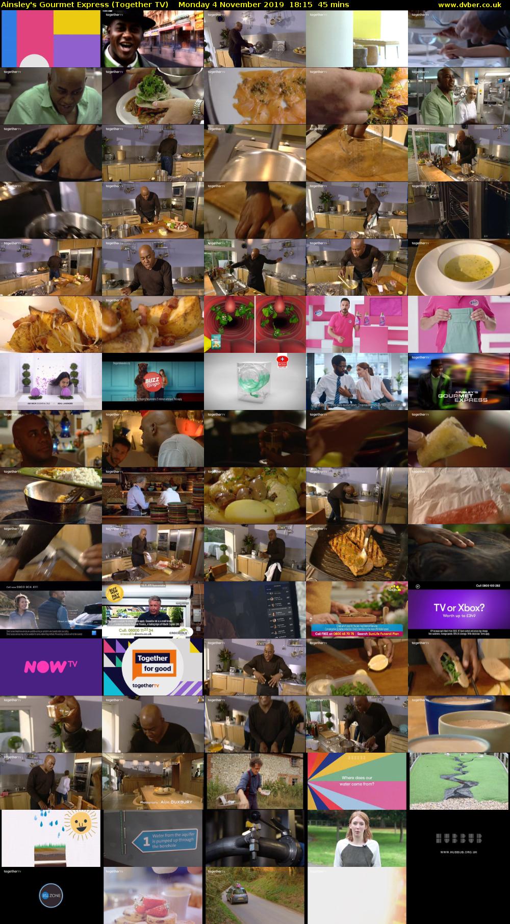 Ainsley's Gourmet Express (Together TV) Monday 4 November 2019 18:15 - 19:00