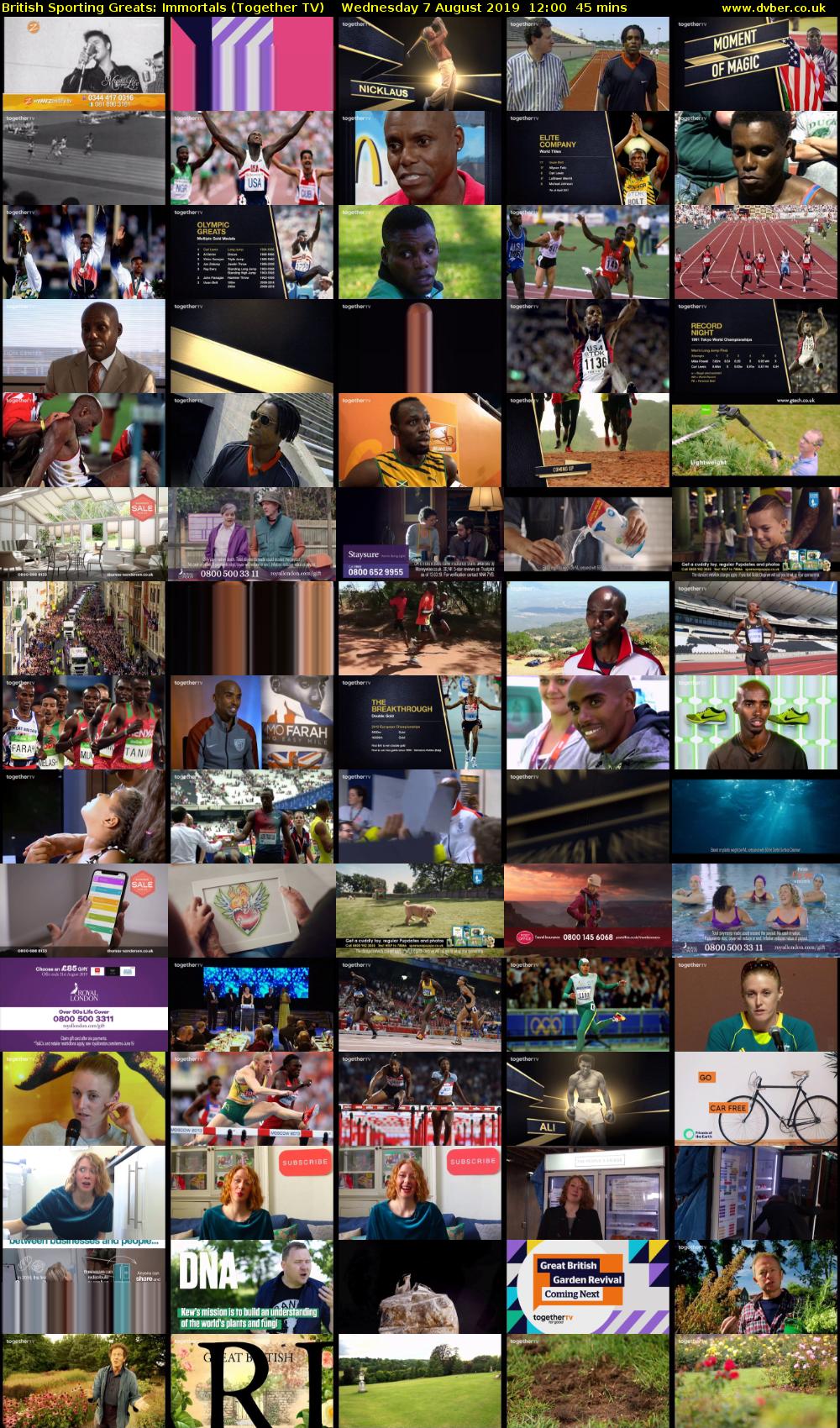 British Sporting Greats: Immortals (Together TV) Wednesday 7 August 2019 12:00 - 12:45