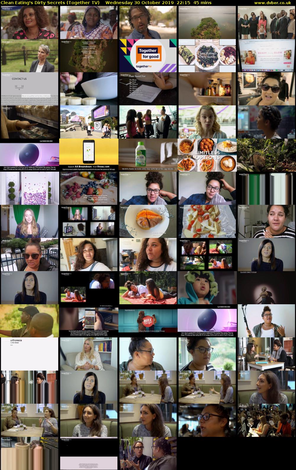 Clean Eating's Dirty Secrets (Together TV) Wednesday 30 October 2019 22:15 - 23:00