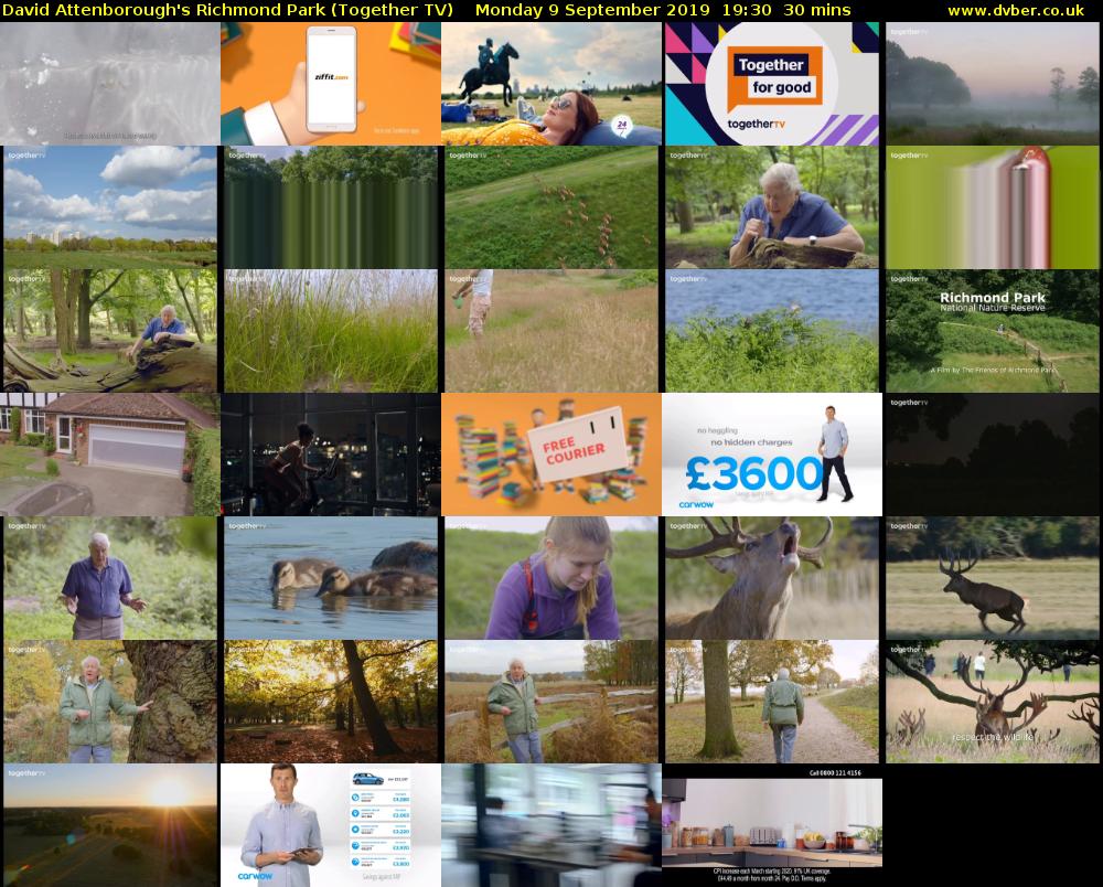 David Attenborough's Richmond Park (Together TV) Monday 9 September 2019 19:30 - 20:00