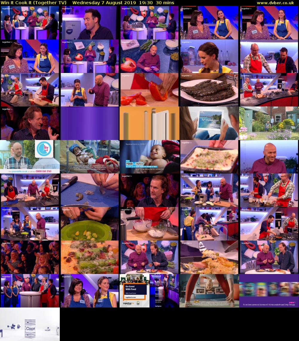 Win It Cook It (Together TV) Wednesday 7 August 2019 19:30 - 20:00