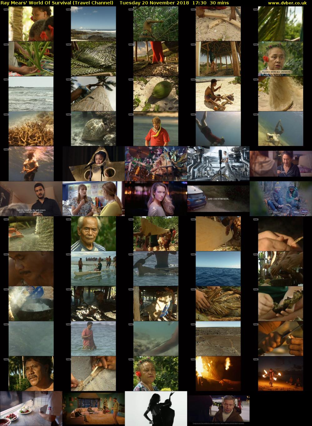 Ray Mears' World Of Survival (Travel Channel) Tuesday 20 November 2018 17:30 - 18:00