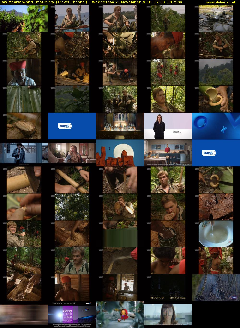 Ray Mears' World Of Survival (Travel Channel) Wednesday 21 November 2018 17:30 - 18:00