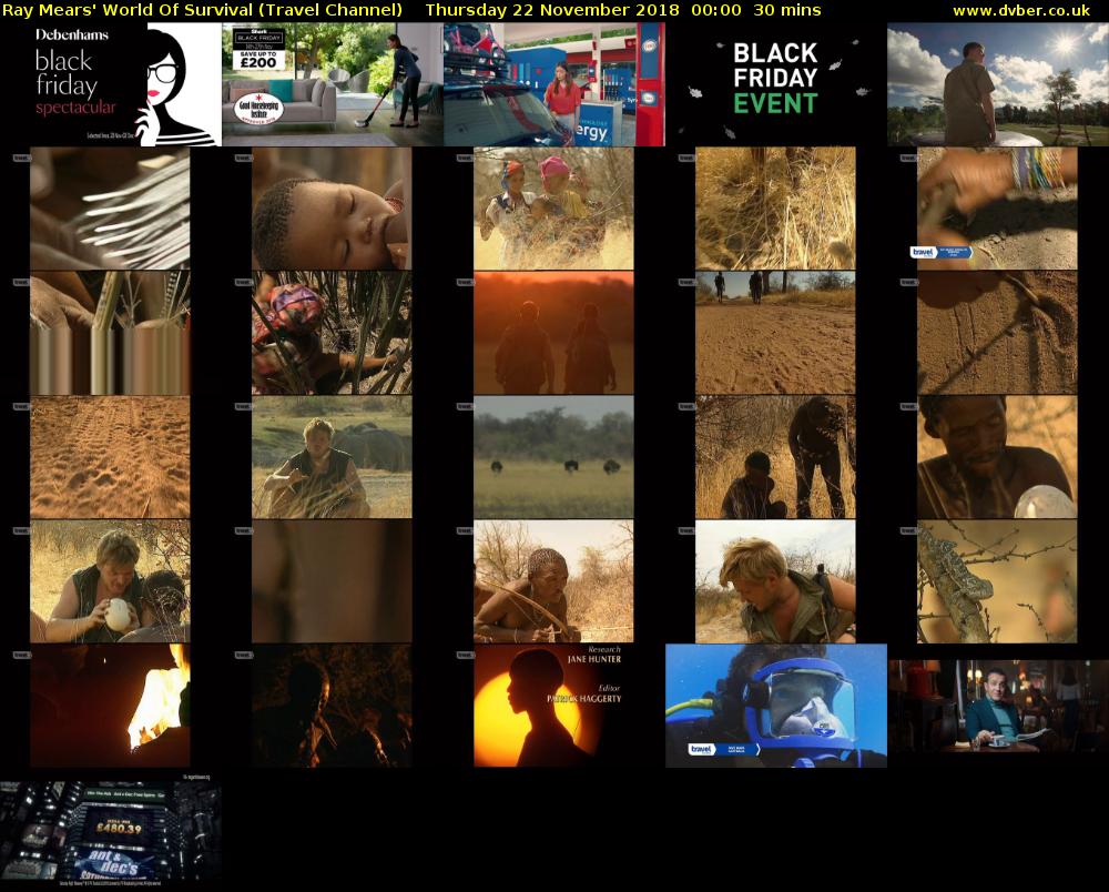 Ray Mears' World Of Survival (Travel Channel) Thursday 22 November 2018 00:00 - 00:30