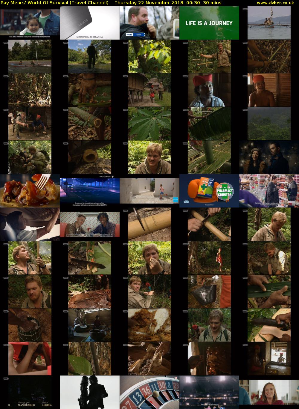Ray Mears' World Of Survival (Travel Channel) Thursday 22 November 2018 00:30 - 01:00
