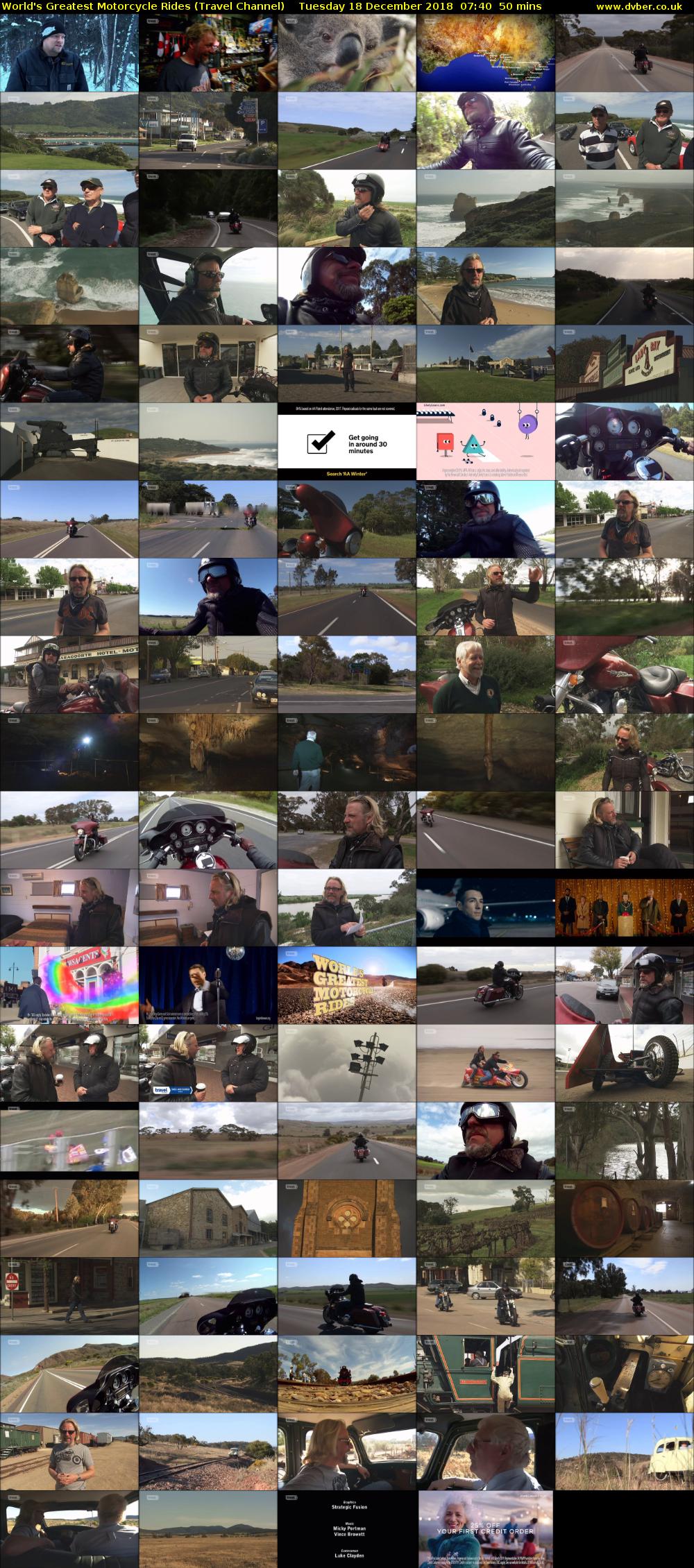 World's Greatest Motorcycle Rides (Travel Channel) Tuesday 18 December 2018 07:40 - 08:30