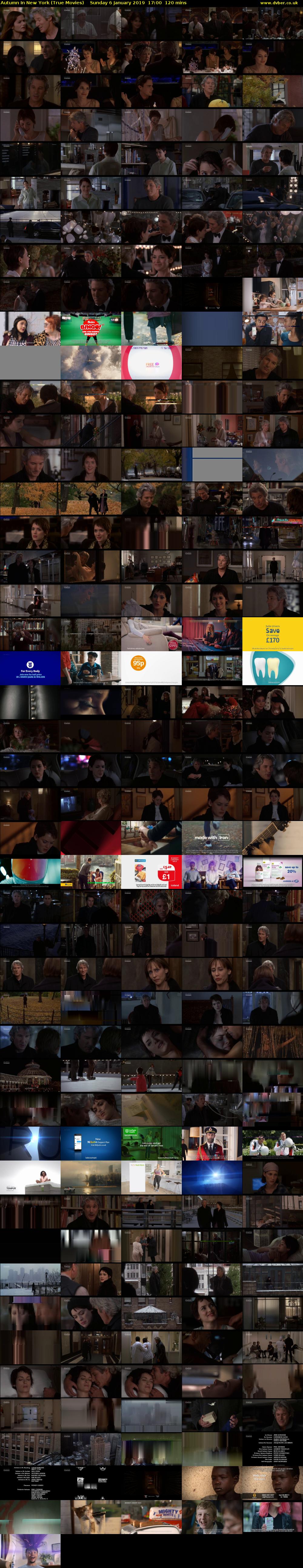 Autumn In New York (True Movies) Sunday 6 January 2019 17:00 - 19:00