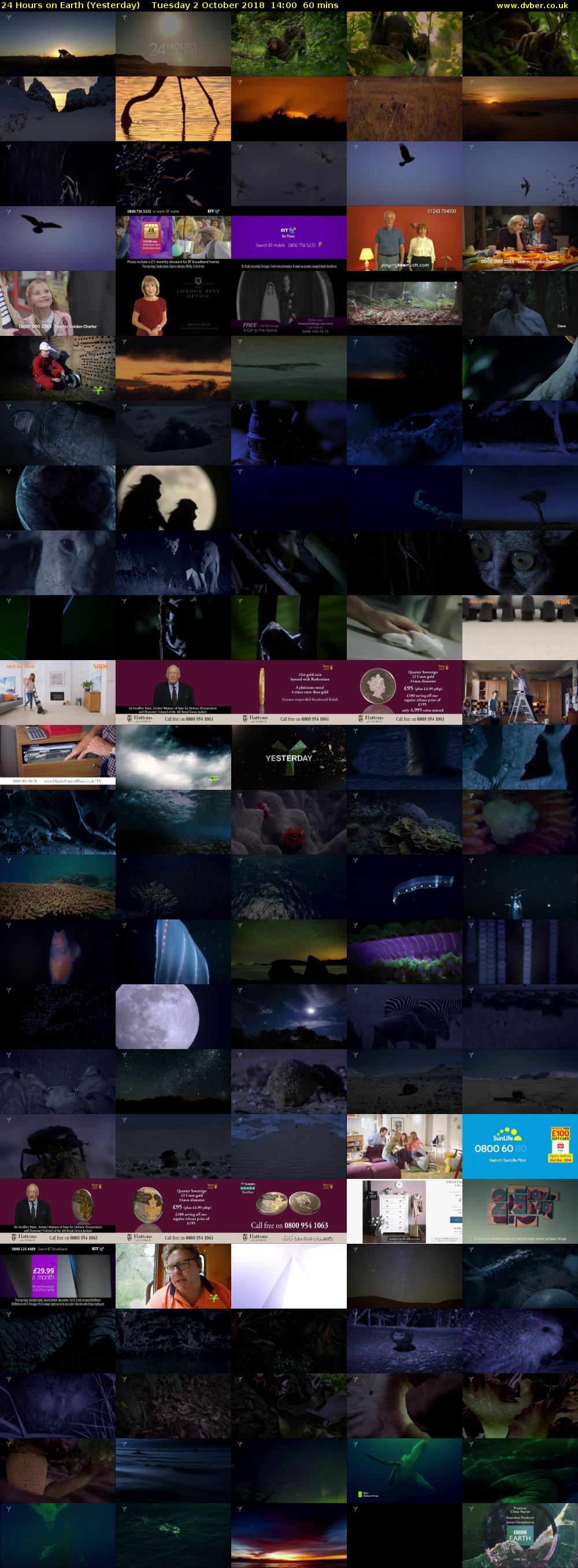 24 Hours on Earth (Yesterday) Tuesday 2 October 2018 14:00 - 15:00