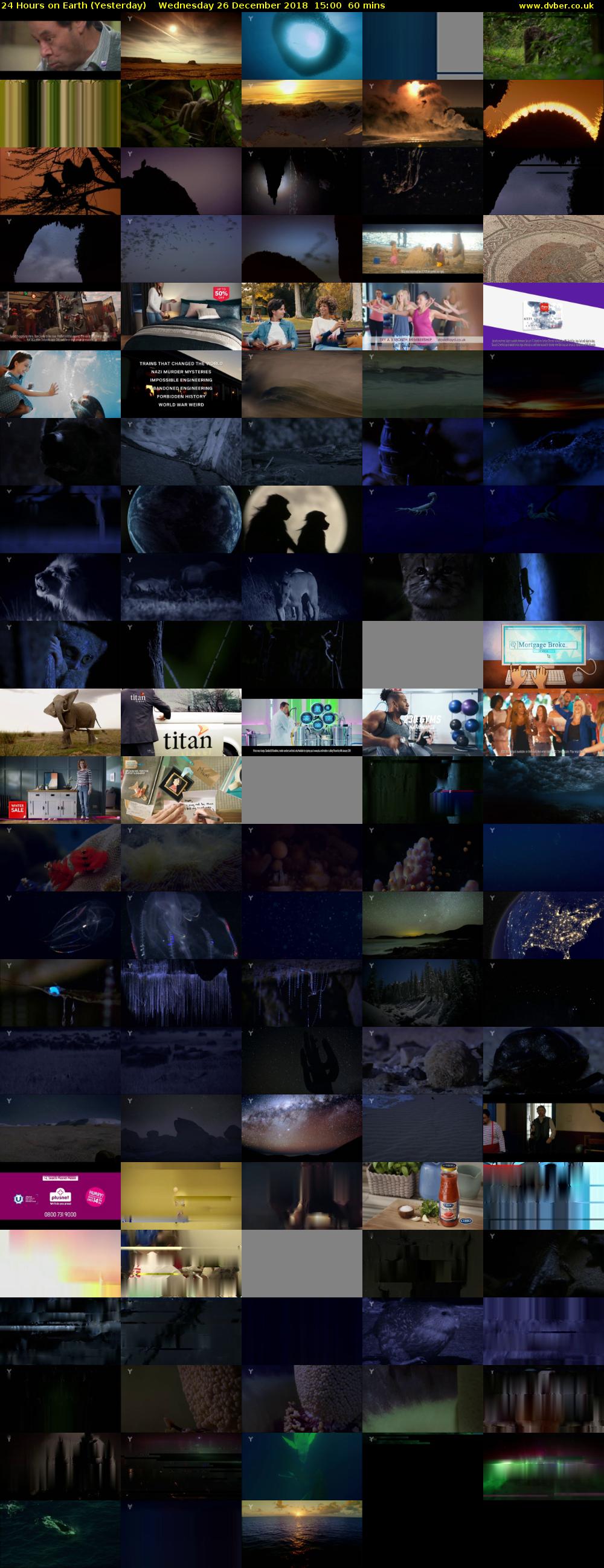 24 Hours on Earth (Yesterday) Wednesday 26 December 2018 15:00 - 16:00