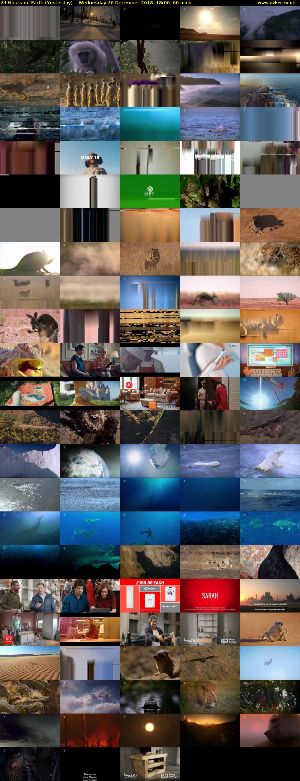 24 Hours on Earth (Yesterday) Wednesday 26 December 2018 18:00 - 19:00