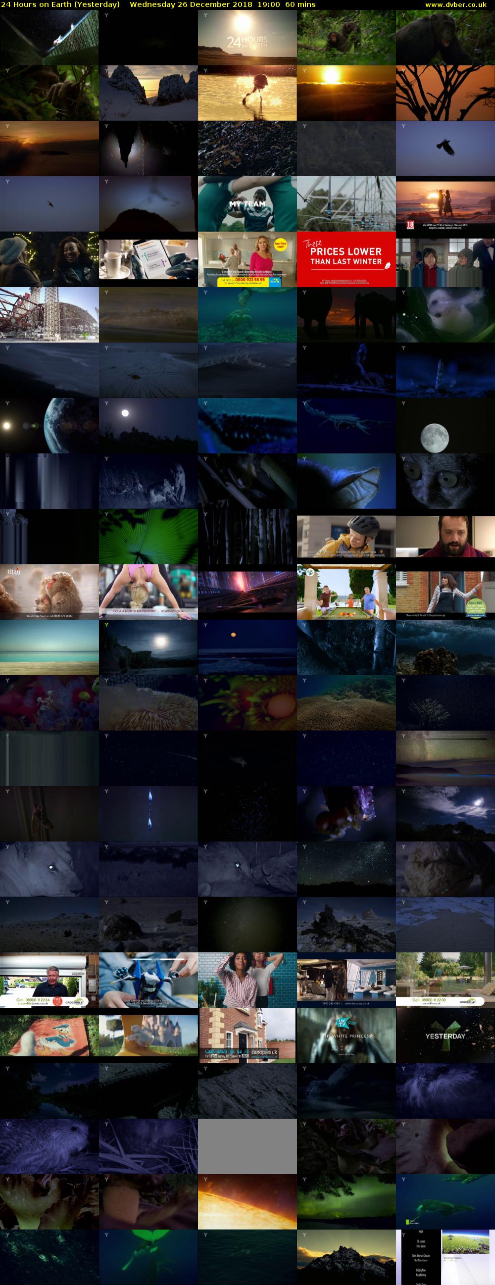 24 Hours on Earth (Yesterday) Wednesday 26 December 2018 19:00 - 20:00