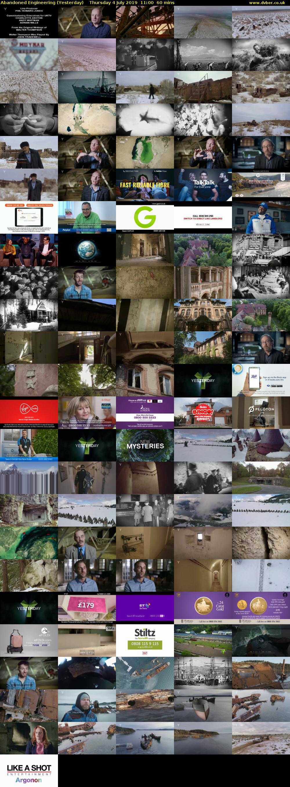 Abandoned Engineering (Yesterday) Thursday 4 July 2019 11:00 - 12:00