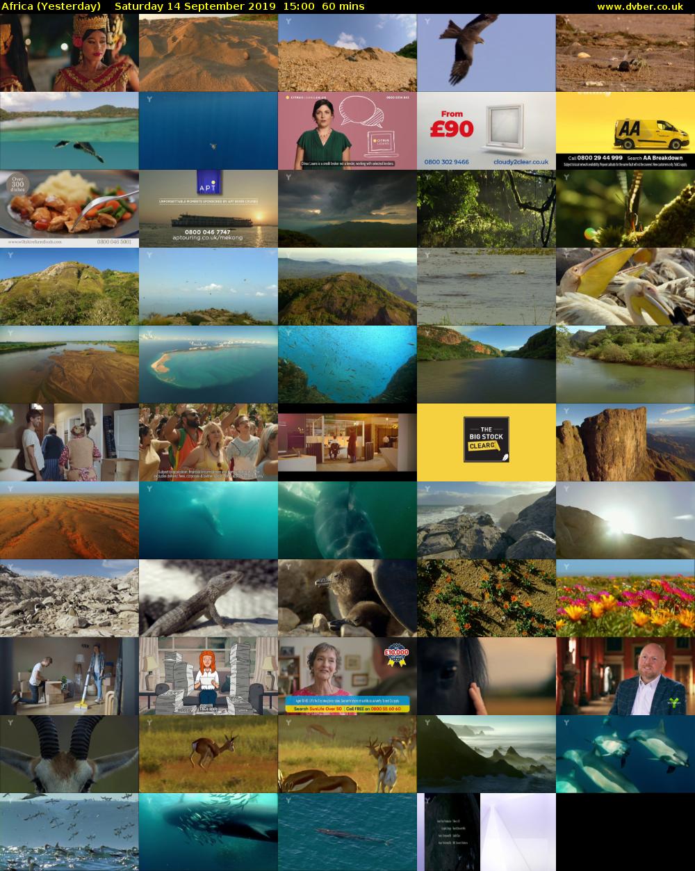 Africa (Yesterday) Saturday 14 September 2019 15:00 - 16:00