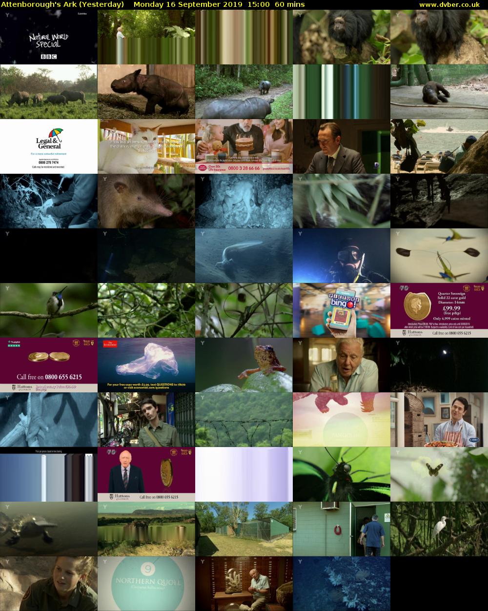 Attenborough's Ark (Yesterday) Monday 16 September 2019 15:00 - 16:00