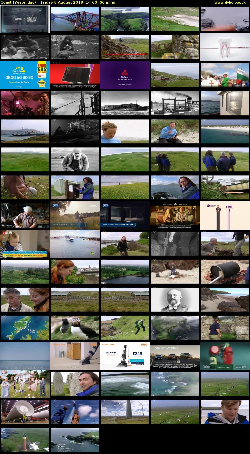 Coast (Yesterday) Friday 9 August 2019 14:00 - 15:00