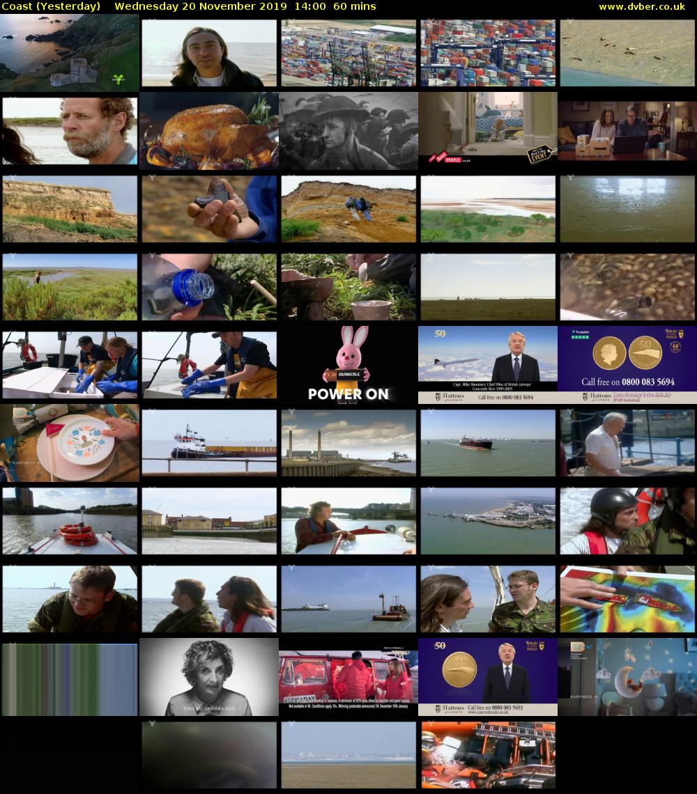 Coast (Yesterday) Wednesday 20 November 2019 14:00 - 15:00