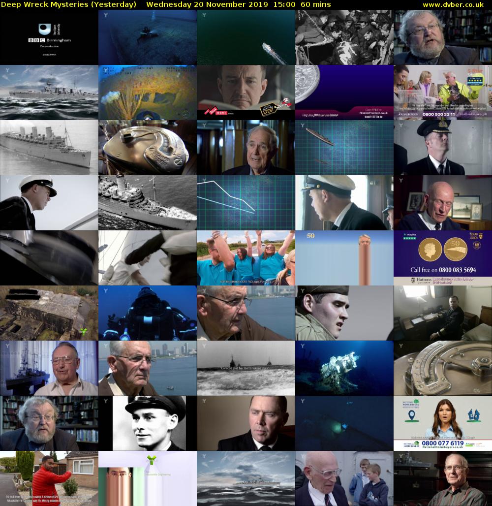 Deep Wreck Mysteries (Yesterday) Wednesday 20 November 2019 15:00 - 16:00