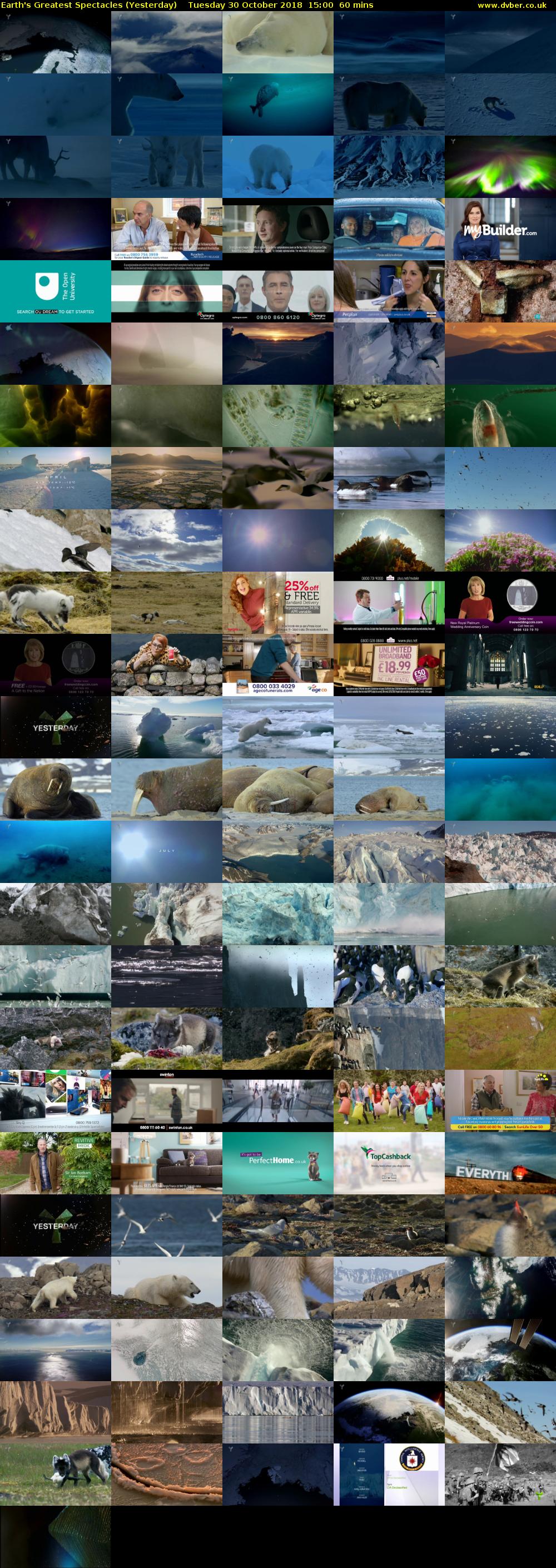 Earth's Greatest Spectacles (Yesterday) Tuesday 30 October 2018 15:00 - 16:00