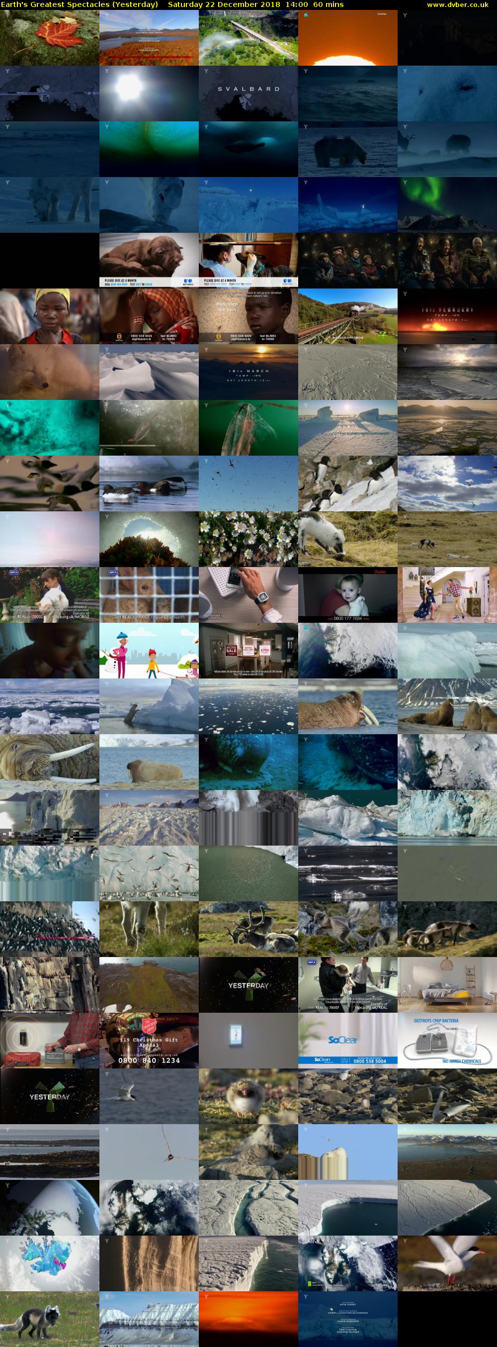 Earth's Greatest Spectacles (Yesterday) Saturday 22 December 2018 14:00 - 15:00