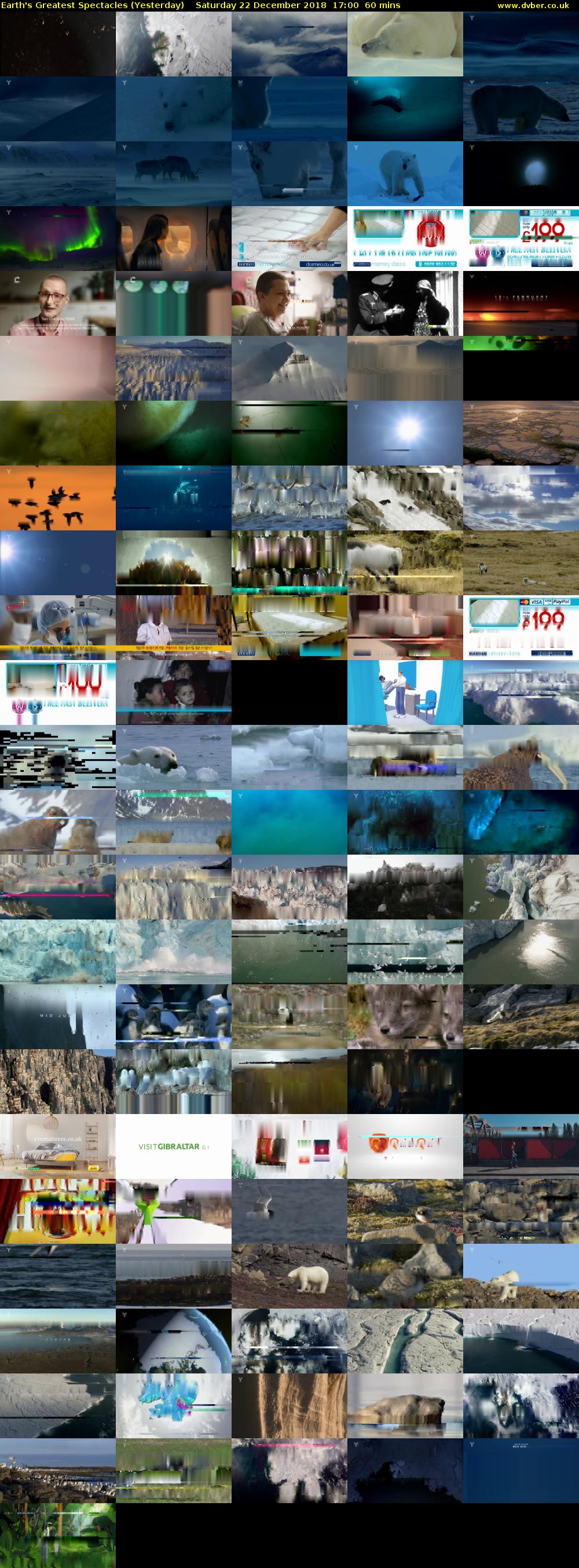 Earth's Greatest Spectacles (Yesterday) Saturday 22 December 2018 17:00 - 18:00