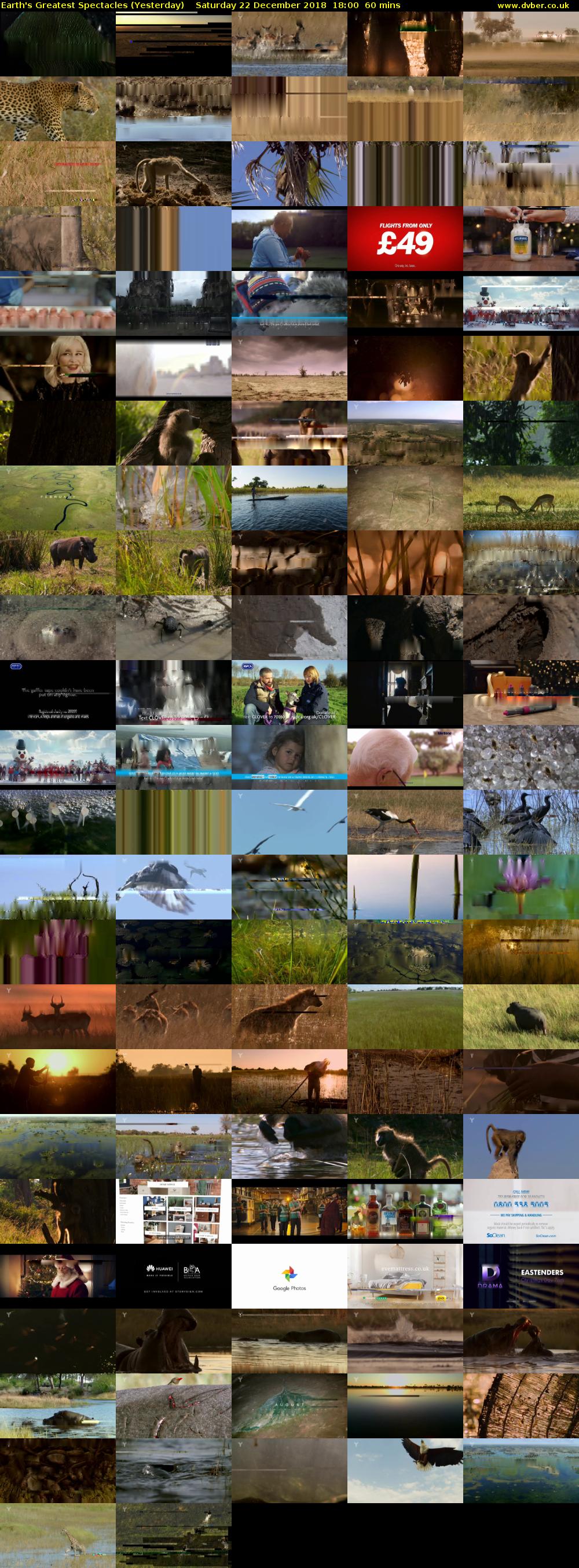 Earth's Greatest Spectacles (Yesterday) Saturday 22 December 2018 18:00 - 19:00