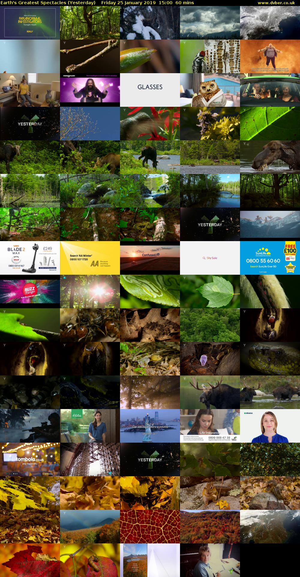 Earth's Greatest Spectacles (Yesterday) Friday 25 January 2019 15:00 - 16:00