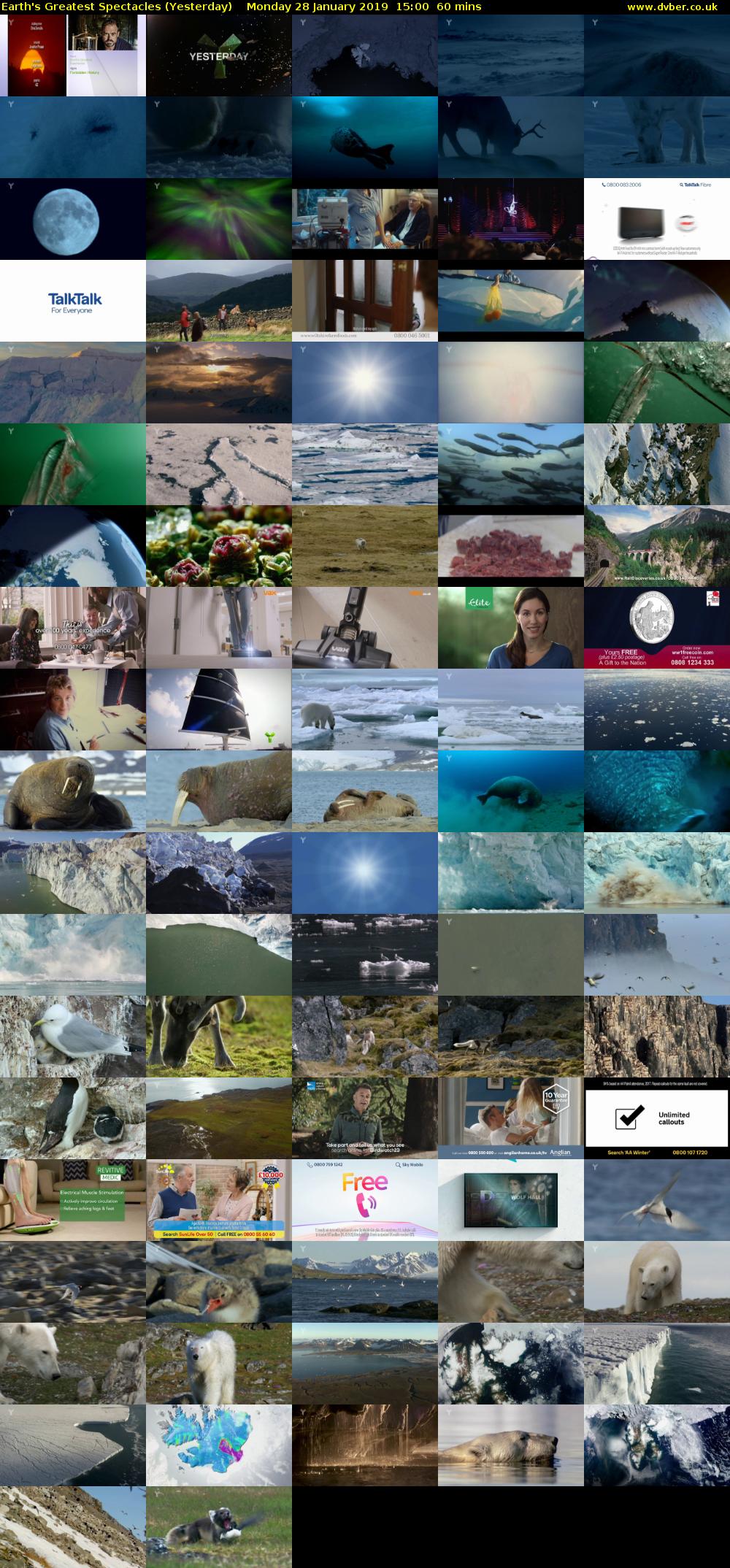 Earth's Greatest Spectacles (Yesterday) Monday 28 January 2019 15:00 - 16:00