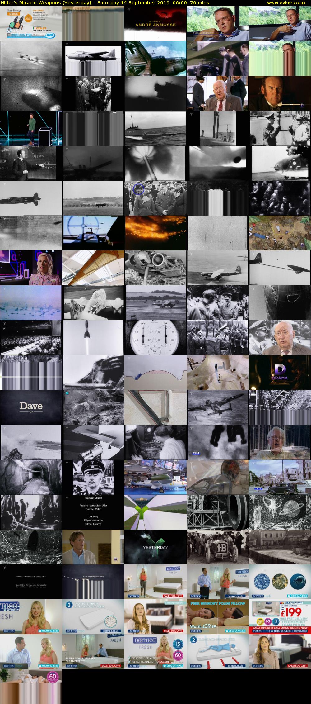 Hitler's Miracle Weapons (Yesterday) Saturday 14 September 2019 06:00 - 07:10