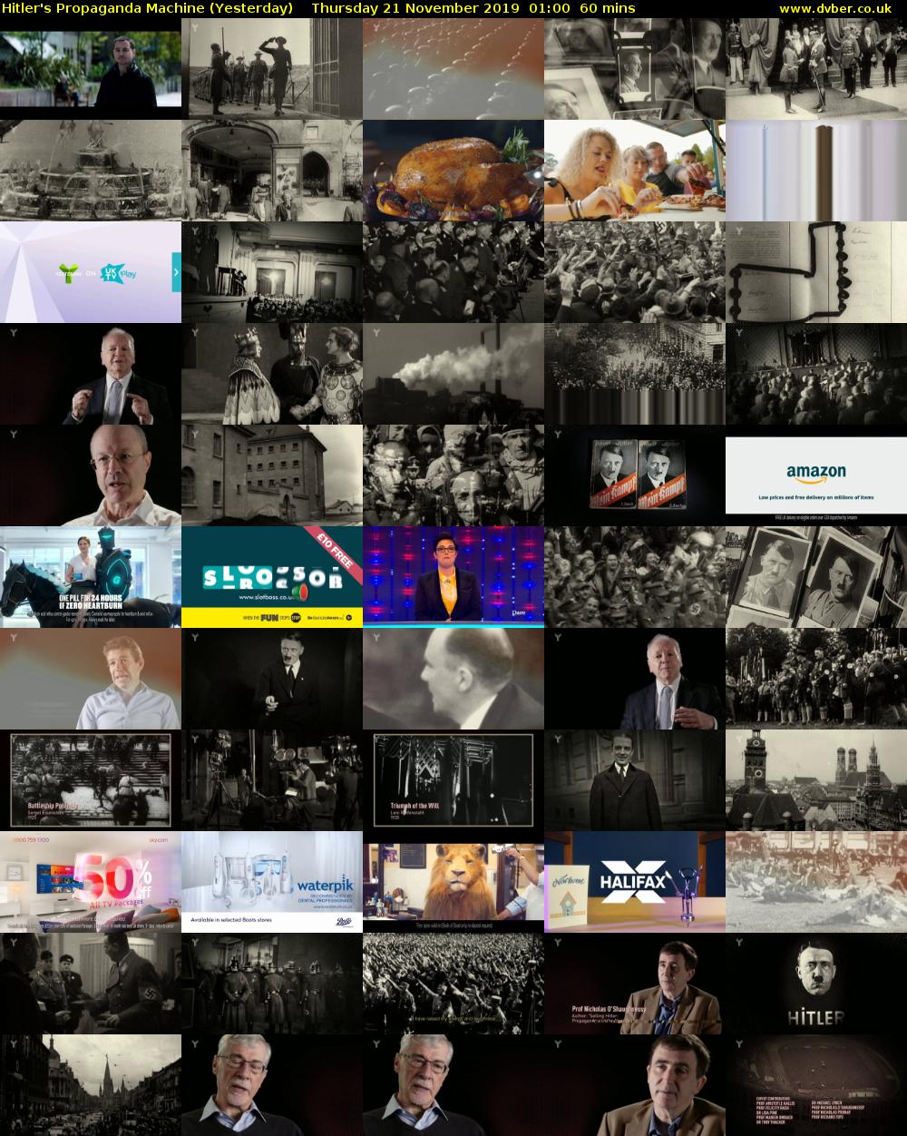 Hitler's Propaganda Machine (Yesterday) Thursday 21 November 2019 01:00 - 02:00