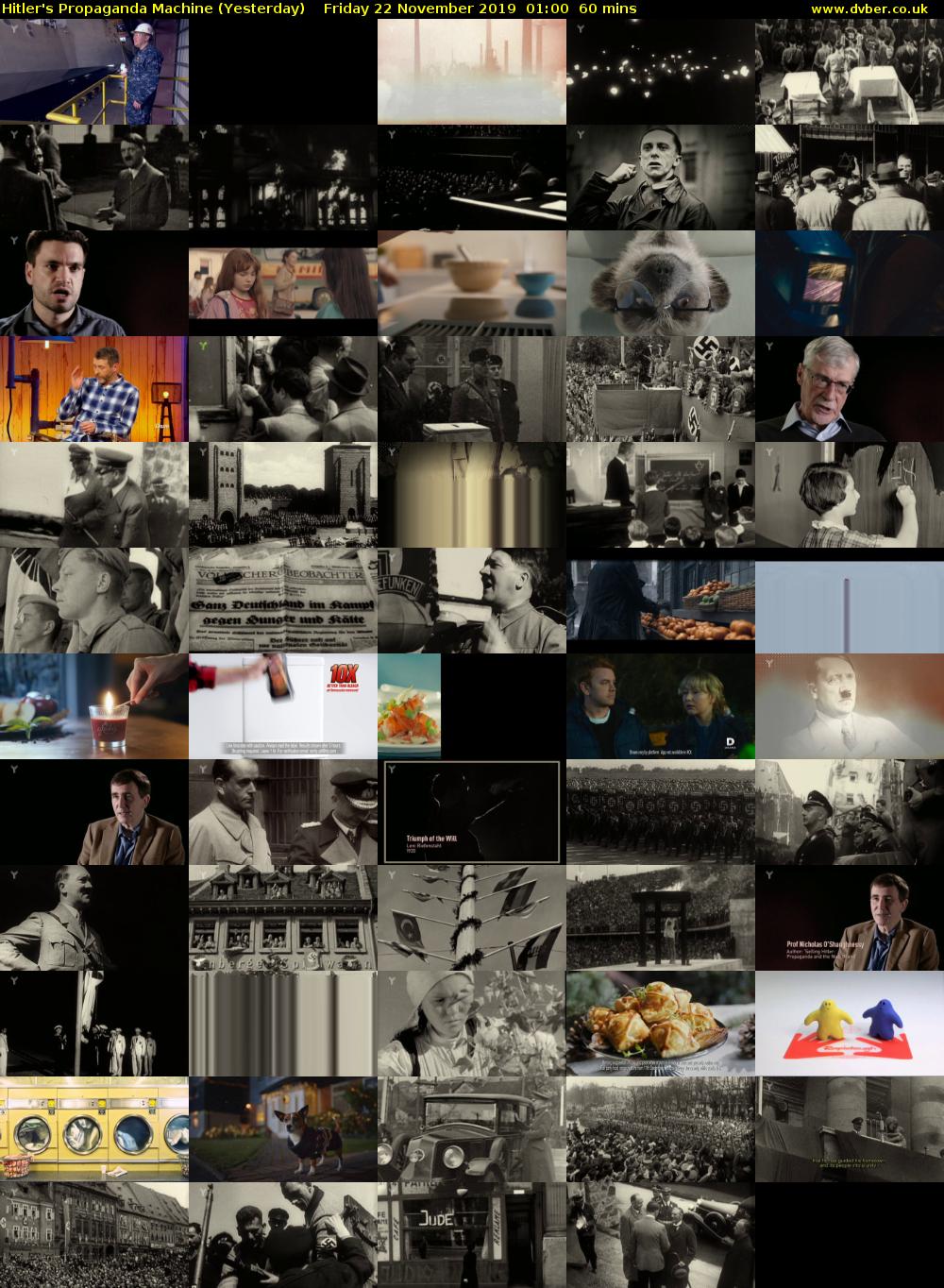 Hitler's Propaganda Machine (Yesterday) Friday 22 November 2019 01:00 - 02:00